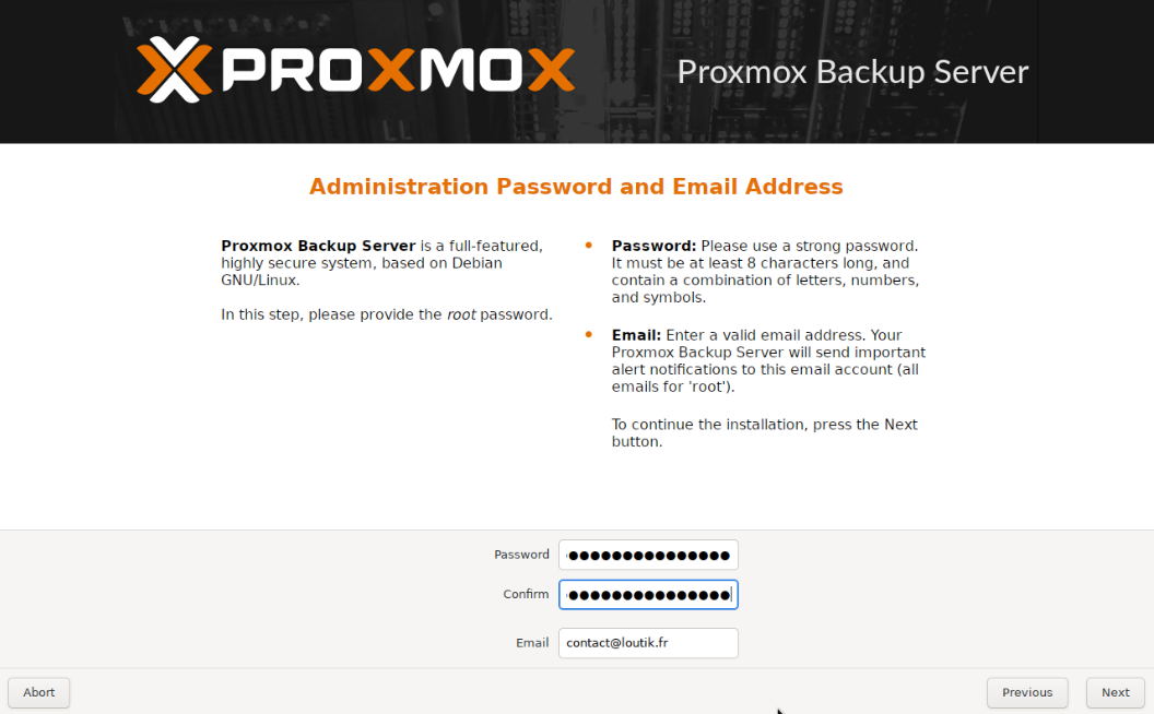 Mot de passe et Email