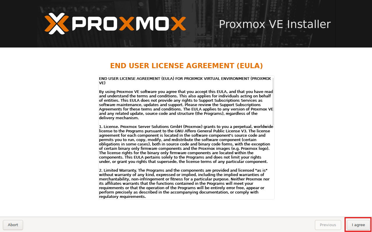 Proxmox - Conditions d'utilisation