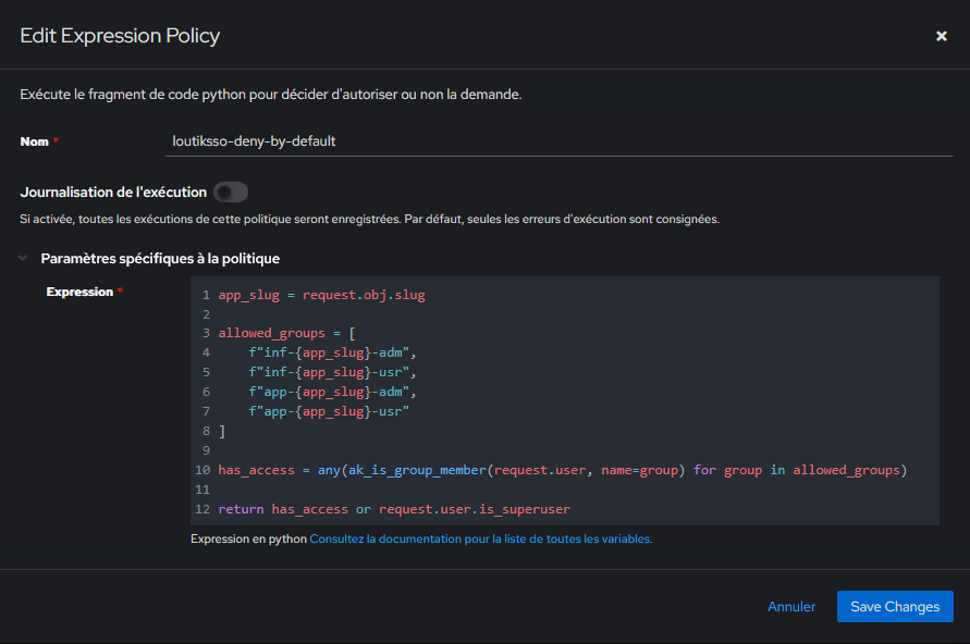 Expression policy Authentik