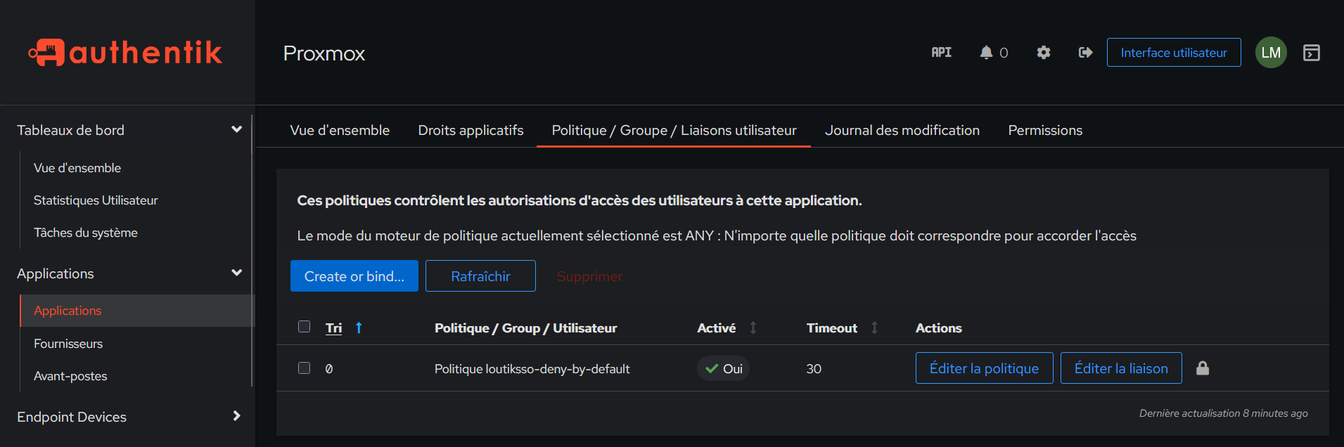 Bind policy deny by default